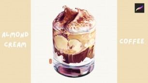 'Procreate Speed Drawing | Food illustration - Almond Cream Coffee'