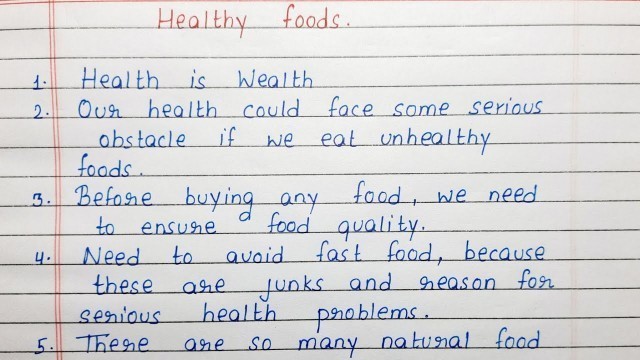 'Write 10 lines on Healthy Foods'