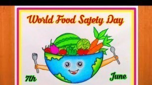 'World Food Safety Day Drawing /World Food Safety Day Poster / Food Day Drawing / Veges,Fruit Drawing'
