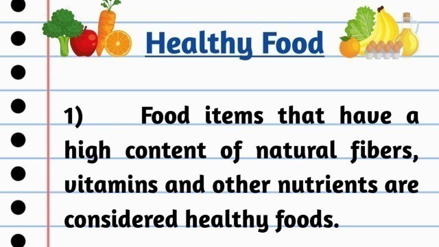 '10 Lines on Healthy Food in English || Essay on Healthy Food || Healthy food and its Benefits || MLL'