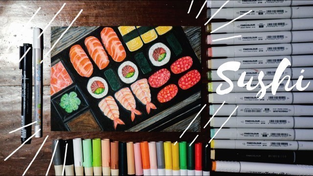 'Japanese Sushi Sketching Drawing | Food Art'
