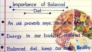 '10 lines Essay On Balanced Diet | Importance Of Balanced Diet'