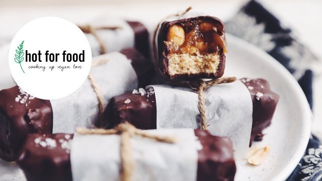 'vegan caramel peanut chocolate bars | hot for food'
