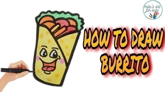 'How to draw burrito | kawaii | Mexican food #shorts'