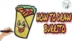 'How to draw burrito | kawaii | Mexican food #shorts'
