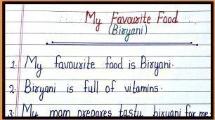 'essay on my favourite food/10 lines on my favourite food/essay on my favourite food biryani in engli'