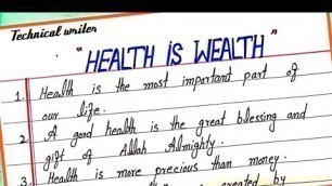 '10 Lines essay on Health is wealth in English || Health is wealth essay || Handwriting'