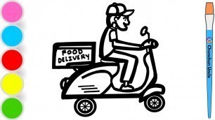 'Food Delivery Drawing, Painting and Coloring for Kids, Toddlers | Easy Draw'