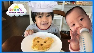 'Kid Fun Size Breakfast food! Making Pancakes in fun shapes for kids with Ryan\'s Family Review event'