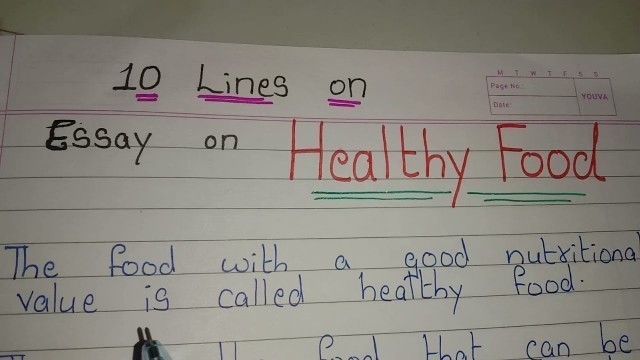 'Essay on Healthy Food // 10 Lines on Healthy food in english // Healthy diet'