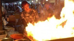 'Shenyang Night Market - China street food tour! FIRE! OCTOPUS! BUGS! FROGS!'