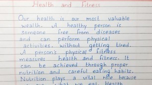 'Write a paragraph on Health and Fitness | Short essay | English'
