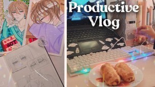 'Productive Vlog : Study, Drawing a Comic, Watercolor Painting, Diy Jelly Nails, Food etc'