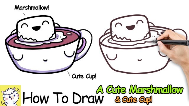'How To Draw A Marshmallow - Cute & Easy Food'