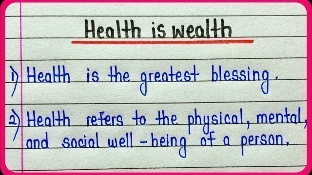 '10 lines on health is wealth in english for students'