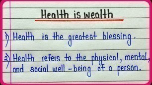 '10 lines on health is wealth in english for students'