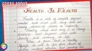 'Essay on Health is Wealth in English | 10 Lines on Health is Wealth | Speech about Health is Wealth'