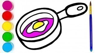 'Bolalar uchun ovqat va rang berish skovorodka va tuxum Drawing food for kids - frying pan and egg'