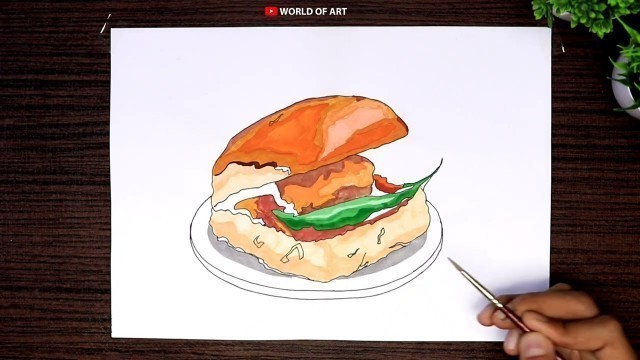 'Vadapav Drawing - Indian Strret Food  #Shorts'