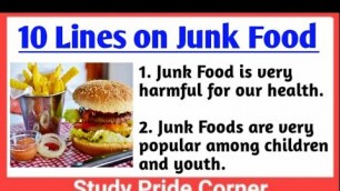 '10 Lines on Junk Food | 10 Lines on Fast Food | Few Lines on Junk Food / Fast Food in English'