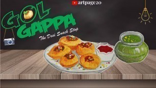 'Golgappa ( Pani Puri ) Drawing | Food Art | Food Illustration | artpage20 |'