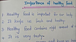 '10 lines essay on Importance On Healthy Food||Helping Sister'