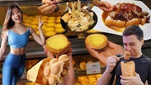 'HONG KONG STREET FOOD TOUR: Egg Tarts, Stinky Tofu, Egg Waffles, Cart Noodles, Roasted Meat PART 2!'