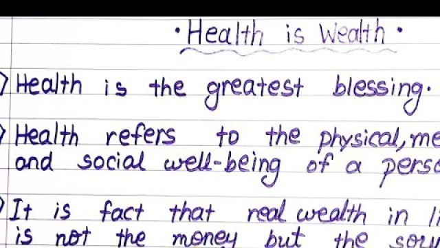 '10 lines on health is wealth in english for students || RTT Education ||'