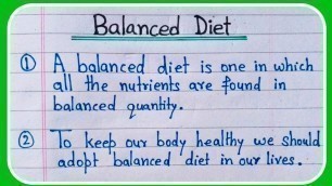 'Balanced diet essay 10 lines | 10 lines on balanced diet in English | Balanced diet few lines'