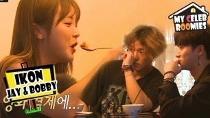 '[My Celeb Roomies - iKON] Jinyoung Taste The Food BOBBY And JAY Prepared For Her 20170714'