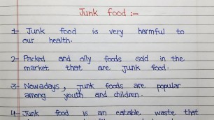 '10 lines on Junk Food in English'