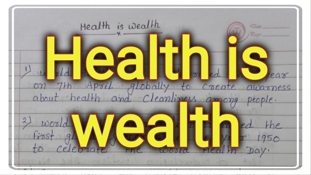 '10 lines on health is wealth ।। English ।। essay writing ।। short essay on health is wealth'