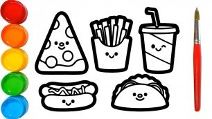 'Drawing Food McDonald\'s, KFC Coloring for Kids, Menggambar Makanan McDonald\'s, KFC'