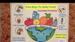 'World food safety day poster drawing|safer Food better Health poster/drawing|food safety day drawing'