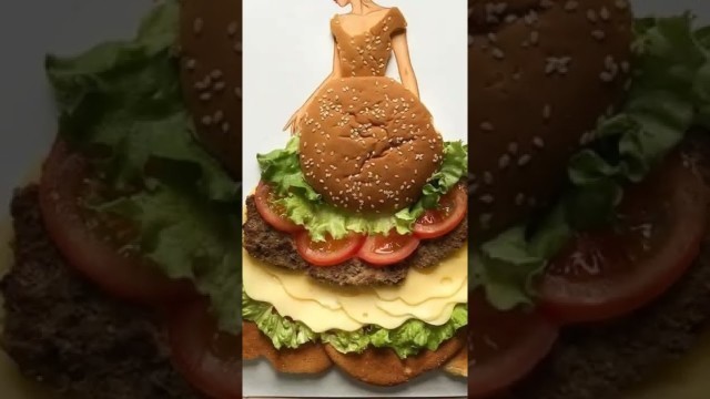 'Pizza, Burger 3D Art || Drawing || Food Gowns Drawing'