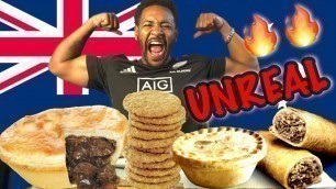 'AMERICAN TRIES AUSTRALIAN FOOD FOR THE FIRST TIME (MEAT PIE, SAUSAGE ROLL & MORE!!!)'