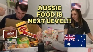 'Americans try AUSTRALIAN FOOD for the first time! (Vegemite, Tim Tams, more!)'