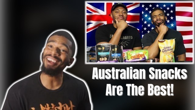 'AMERICAN REACTS TO Americans try AUSTRALIAN FOOD for the first time!'