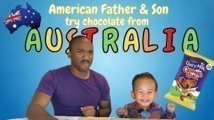 'American Father and Son trying AUSTRALIAN Chocolate for the FIRST TIME (Aussie food, candy & snacks)'