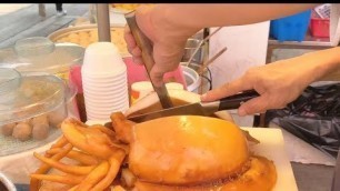 'Giant Orange Cuttlefish and fish balls at Tai O|HongKong Seafood'