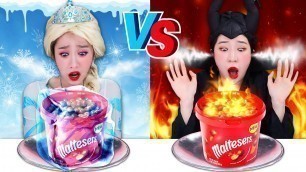'Elsa Hot Food VS Cold Food Challenge Mukbang 엘사의 뜨거운 차가운 음식 챌린지 먹방 JiniYum 지니얌'