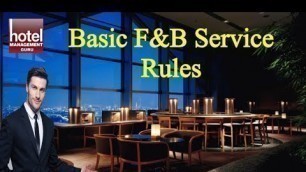 'Basic F&B Service Rules In Restaurant II Food & Beverage Training Video'
