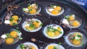 'Volcano Octopus Egg Omelette For Breakfast - Vietnam street food'