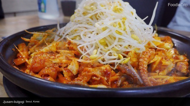 'Spicy Webfoot Octopus & Pork belly(Jjusam-bulgogi, 쭈삼불고기) - Korean Food in Seoul [Foodie Trip-296]'