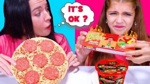 'SPICY VS FROZEN FOOD CHALLENGE by LiLiBu | EATING SOUNDS'
