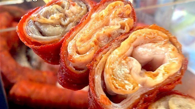 'Hong Kong China Street Food | Red Pork Chitterlings deep fried Good taste Chinese foods Recommended'