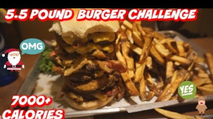 'BIG & JUICY NEW YORK BURGER CHALLENGE! Man vs Food - Elma Towne Grille'