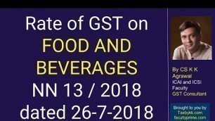 'Rate of GST on food and beverages NN 13 / 2018 dated 26-7-2018'