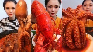 'SEAFOOD EATING SHOW.( Eat seafood, eat lobster, eat sea snail ...). Eat octopus #95'