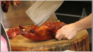 'Hong Kong Street Food - Chopping Roasted Ducks Roasted Pigs & Chickens in Sham Shui Po 朗益燒味工房'